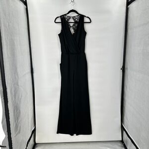 Bongo Black Lace Back‎ Jumpsuit Medium NEW Sleeveless Wide Leg Y2K Evening Party